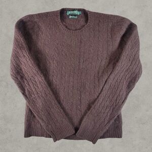Lauren Ralph Lauren Sweater Women’s Large Brown 100% Cashmere Cable Knit Luxury